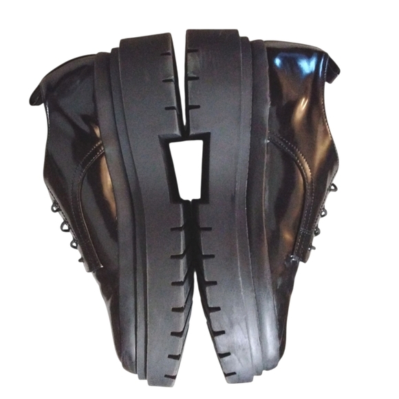 Steve Madden Malene Chunky Black Patent Leather Lug Sole Oxford Size 10M - Picture 7 of 13